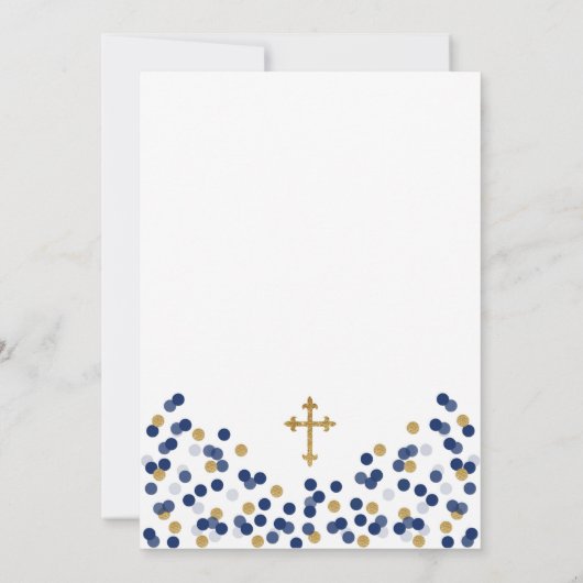 Baptisme, Christening Invitation in Navy en Gold Kaart (Achterkant)