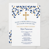 Baptisme, Christening Invitation in Navy en Gold Kaart (Voorkant / Achterkant)