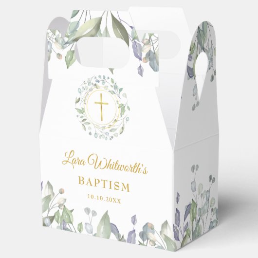 Baptisme Christening Laurel Garland Gold Cross Bedankdoosjes (Geopend)
