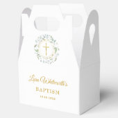 Baptisme Christening Laurel Garland Gold Script Bedankdoosjes (Geopend)