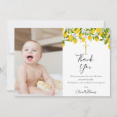 Baptisme Christening Lemons Gold Cross Foto Bedankkaart (Voorkant)