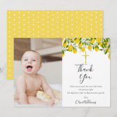 Baptisme Christening Lemons Gold Cross Foto Bedankkaart (Voorkant / Achterkant)