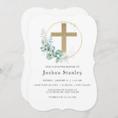 BAPTISME, Christening, Minimalist, Eucalyptus Kaart (Voorkant / Achterkant)