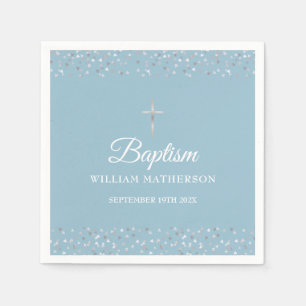 Baptisme Christening Modern Silver Hearts Servet