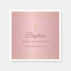 Baptisme Christening Roos Gold Hearts Servet