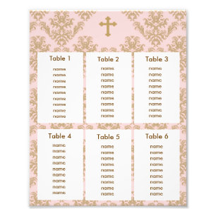 Baptisme Christening Seating Chart Gold Pink Damas Foto Afdruk