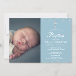 Baptisme, Christening Silver Hearts Foto Kaart
