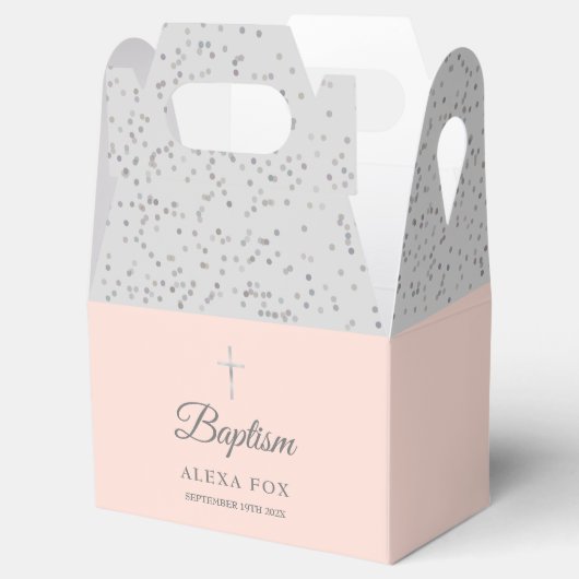 Baptisme Christening Sliver Stardust Blush Pink Bedankdoosjes (Geopend)