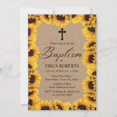 Baptisme Christening  Sunflower Rustic Kraft Kaart (Voorkant)