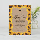 Baptisme Christening  Sunflower Rustic Kraft Kaart (Staand voorkant)