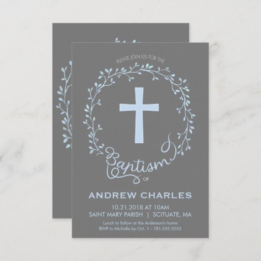 Baptisme, Christening Uitnodiging - Aangepast (Voorkant / Achterkant)