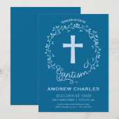 Baptisme, Christening Uitnodiging - Baby Boy Invit (Voorkant / Achterkant)