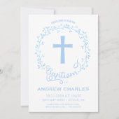 Baptisme, Christening Uitnodiging - Baby Boy Invit (Voorkant)