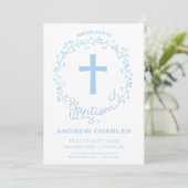 Baptisme, Christening Uitnodiging - Baby Boy Invit (Staand voorkant)