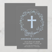 Baptisme, Christening Uitnodiging - Baby Boy Invit (Voorkant / Achterkant)