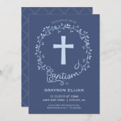 Baptisme, Christening Uitnodiging - Baby Boy Invit (Voorkant / Achterkant)