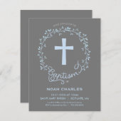 Baptisme, Christening Uitnodiging - Baby Boy Invit (Voorkant / Achterkant)