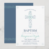 Baptisme, Christening Uitnodiging - Baby Boy Invit (Voorkant / Achterkant)