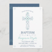 Baptisme, Christening Uitnodiging - Baby Boy Invit (Voorkant / Achterkant)
