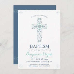 Baptisme, Christening Uitnodiging - Baby Boy Invit