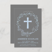 Baptisme, Christening Uitnodiging - Baby Boy Invit (Voorkant / Achterkant)