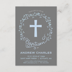 Baptisme, Christening Uitnodiging - Baby Boy Invit