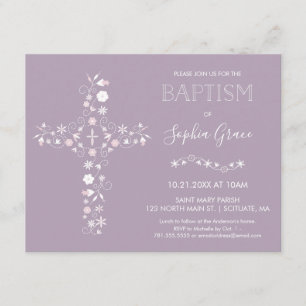 Baptisme, Christening Uitnodiging - Baby Girl Invi