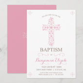 Baptisme, Christening Uitnodiging - Baby Girl Invi (Voorkant / Achterkant)