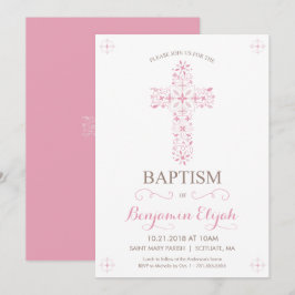 Baptisme, Christening Uitnodiging - Baby Girl Invi