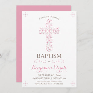 Baptisme, Christening Uitnodiging - Baby Girl Invi