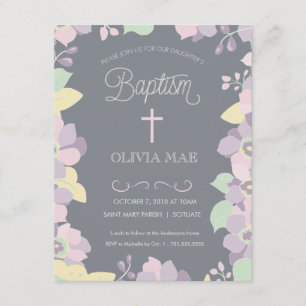Baptisme, Christening Uitnodiging - Bloemen & Krui
