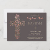 Baptisme, Christening Uitnodiging - Goud, Roze Kru (Voorkant)