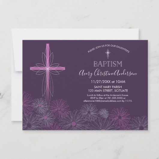 Baptisme, Christening Uitnodiging - Meisje, Aangep (Voorkant)