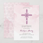 Baptisme, Christening Uitnodiging, trendy waterver Kaart (Voorkant / Achterkant)