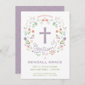 Baptisme, Christening Uitnodiging voor Meisje - Aa (Voorkant / Achterkant)