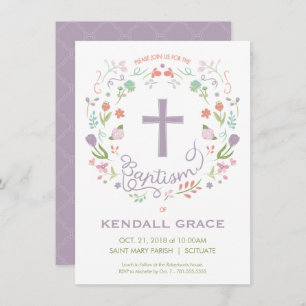 Baptisme, Christening Uitnodiging voor Meisje - Aa