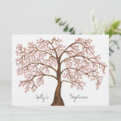 Baptisme Christening White Roze Cherry Blossom Tre Kaart (Staand voorkant)