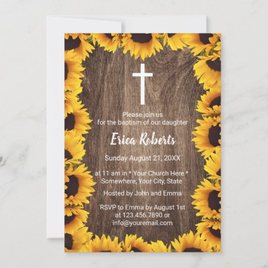 Baptisme Christening  zonnebloemen omgeven Kaart (Voorkant)