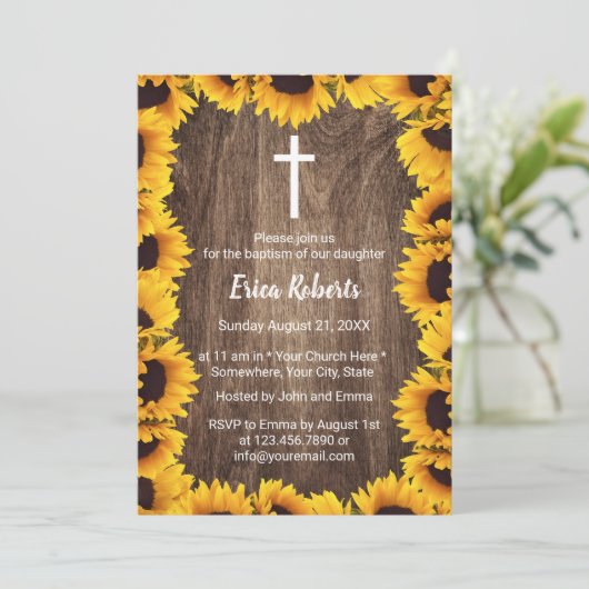 Baptisme Christening  zonnebloemen omgeven Kaart (Staand voorkant)