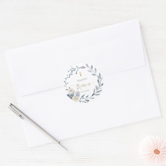 Baptisme Classic Round Sticker (Envelop)