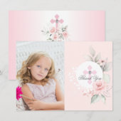 Baptisme Communitybevestiging Meisje Floral FOTO T Bedankkaart (Voorkant / Achterkant)