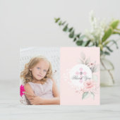 Baptisme Communitybevestiging Meisje Floral FOTO T Bedankkaart (Staand voorkant)