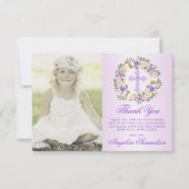 Baptisme Communitybevestiging Meisje Paarse FOTO Bedankkaart (Voorkant)