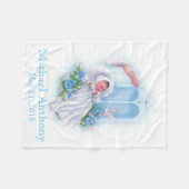 Baptisme Cross Baby Blue Flowers Fleece Deken (Voorkant (Horizontaal))