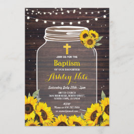 Baptisme Cross Christening Baby Jar Wood Sunflower Kaart