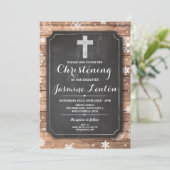 Baptisme Cross Christening Wood Kerstmis Snow Kaart (Staand voorkant)
