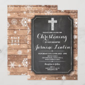 Baptisme Cross Christening Wood Kerstmis Snow Kaart (Voorkant / Achterkant)