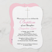 Baptisme Cross-roze Baby Rattle Daughter Kaart (Voorkant / Achterkant)