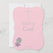 Baptisme Cross-roze Baby Rattle Daughter Kaart (Achterkant)