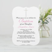 Baptisme Cross-roze Baby Rattle Daughter Kaart (Staand voorkant)